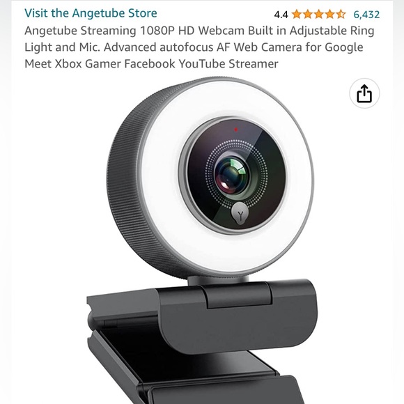 NEW Angetube Streaming 1080P HD Webcam Ring Light + Mic Video Web Camera 967 - Picture 2 of 11